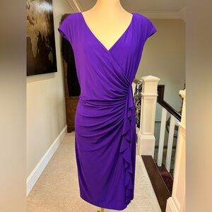 Black Label by Evan-Picone Purple Ruched Dress